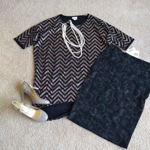 🎄Lularoe Irma tunic-elegant silver rose gold